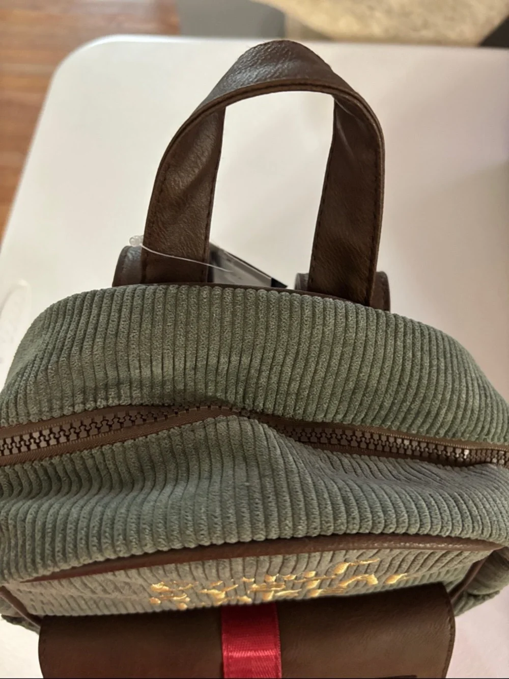 N/A green corduroy